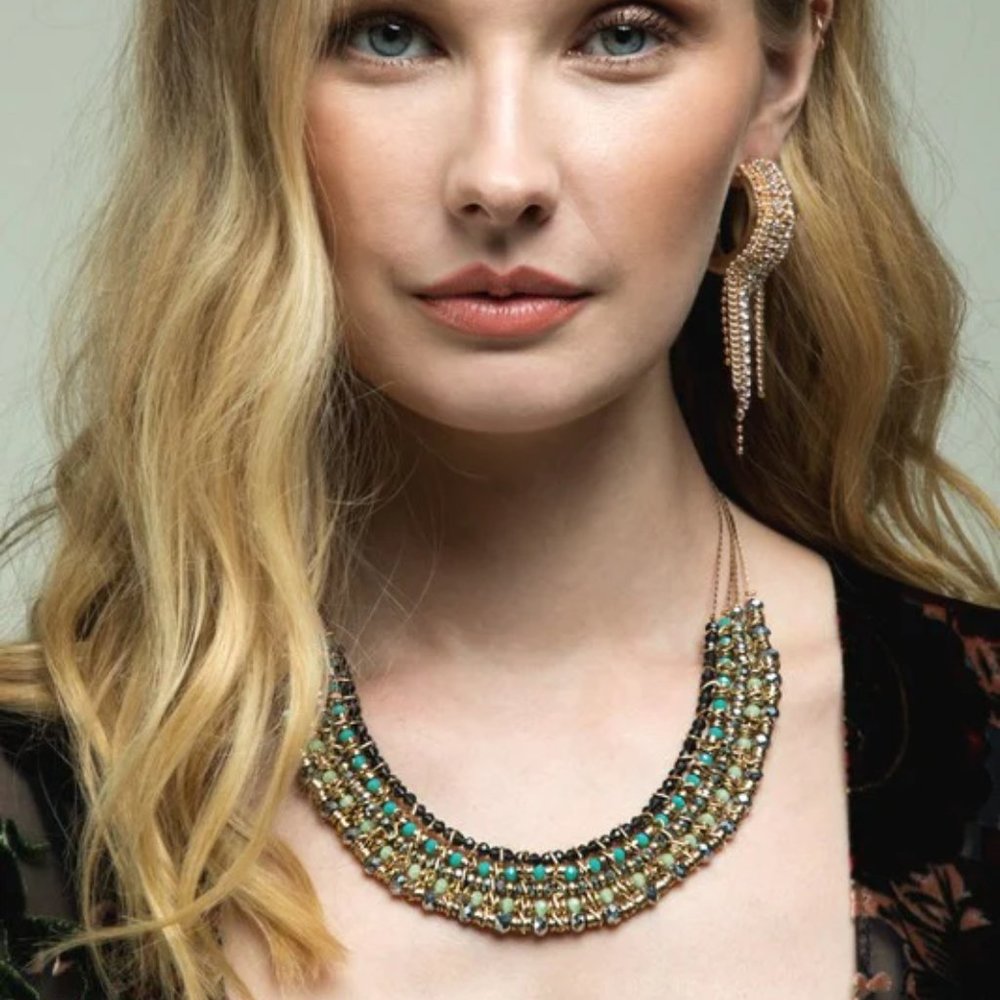 Natural Stone Tassel Statement Necklace